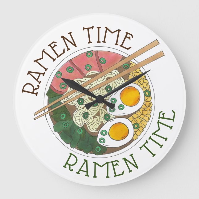 Reloj Redondo Grande Ramen Time Restaurante japonés de sopa de fideos d (Anverso)