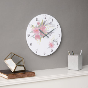 Reloj Redondo Grande Ramo de la acuarela floral