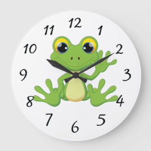 Reloj Redondo Grande Rana animada y aguda