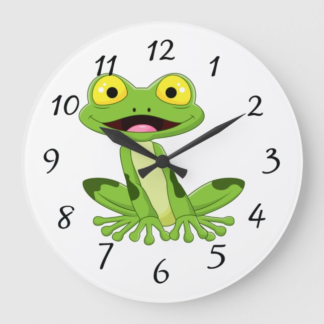 Reloj Redondo Grande Rana verde dulce (Anverso)