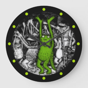 Reloj Redondo Grande Ranas alentadoras
