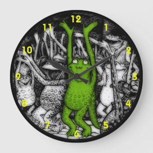 Reloj Redondo Grande Ranas alentadoras