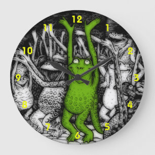 Reloj Redondo Grande Ranas que animan