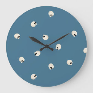 Reloj Redondo Grande Random Cute Kawaii Skull Dots azul pálido