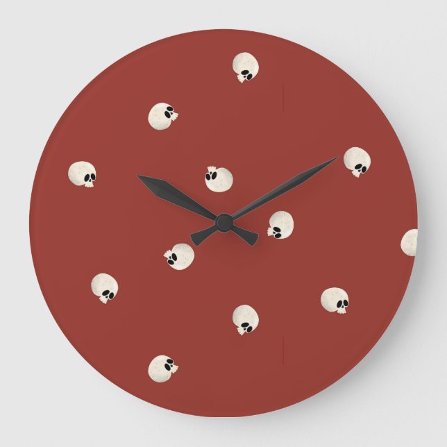 Reloj Redondo Grande Random Cute Kawaii Skull Dots red (Anverso)