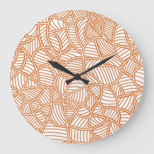 Reloj Redondo Grande Random Leaf Mosaic Dark Naranja