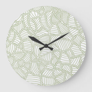 Reloj Redondo Grande Random Leaf Mosaic Pale Green