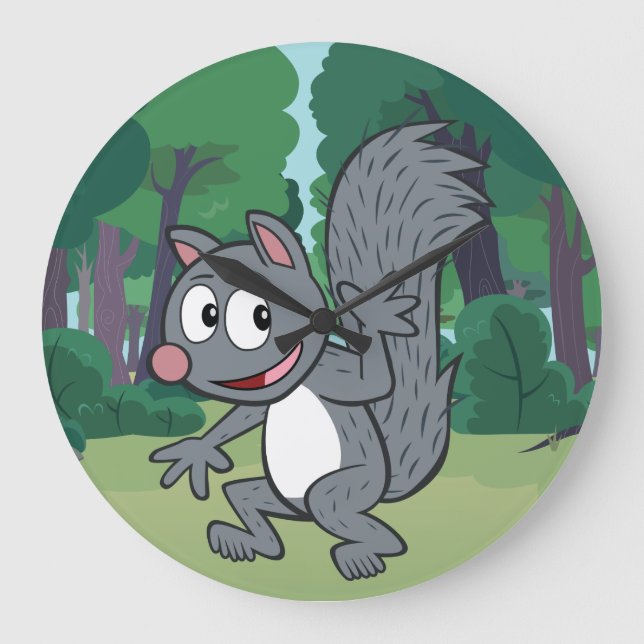 Reloj Redondo Grande Ranger Rick | Gray Squirrel Waving (Anverso)