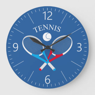 Reloj Redondo Grande Raquetas de tenis y pelota de tenis