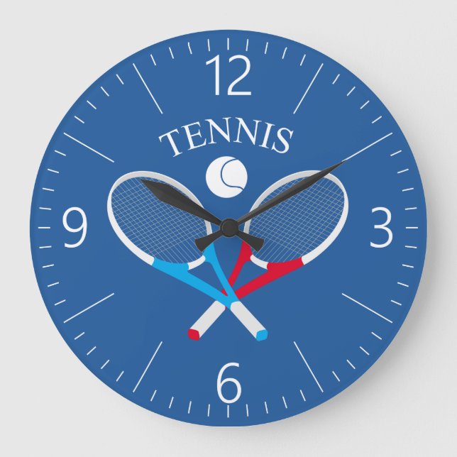Reloj Redondo Grande Raquetas de tenis y pelota de tenis (Anverso)