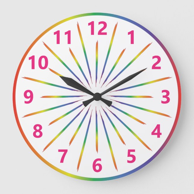 Reloj Redondo Grande Rasgos arcoiris (Anverso)