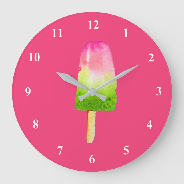Reloj Redondo Grande Raspberry pink popsicle Summer (Anverso)