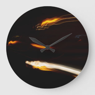 Reloj Redondo Grande Rastros de Luz de Movimiento Abstracto Larga Expos