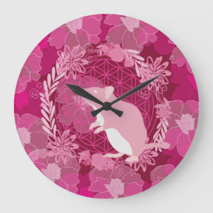 Reloj Redondo Grande Ratón de flor de vida