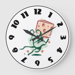 Reloj Redondo Grande Ratón Robando Queso Divertido Roedor Adorable