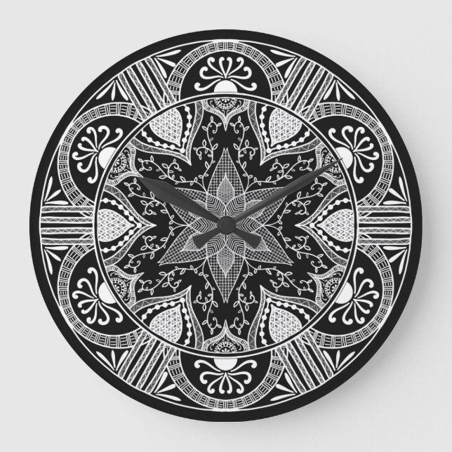 Reloj Redondo Grande Raven Mandala (Anverso)