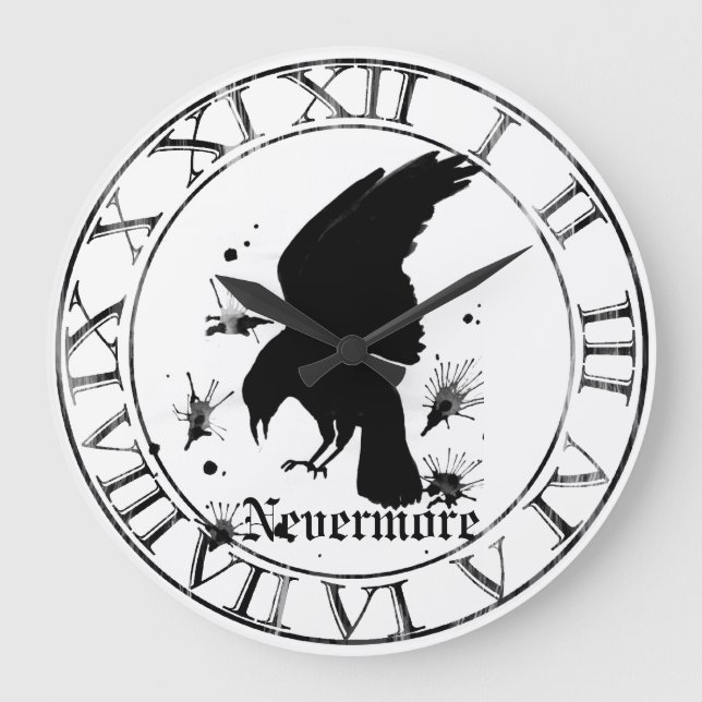 Reloj Redondo Grande Raven Nevermore (Anverso)