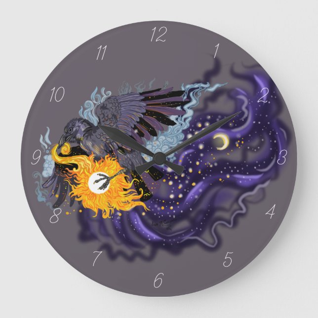 Reloj Redondo Grande Raven Sky Folklore (Anverso)