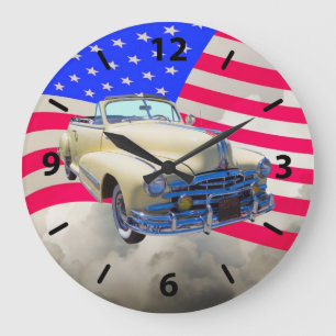 Reloj Redondo Grande Raya 1948 de Pontiac y bandera de plata de Estados
