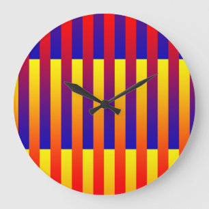 Reloj Redondo Grande Rayas Azules Rojas Amarillas