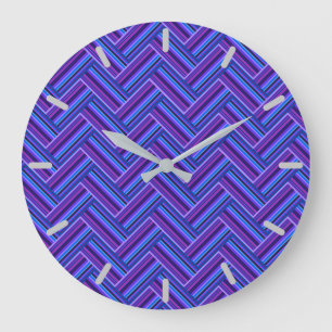 Reloj Redondo Grande Rayas azules y violetas de doble trama