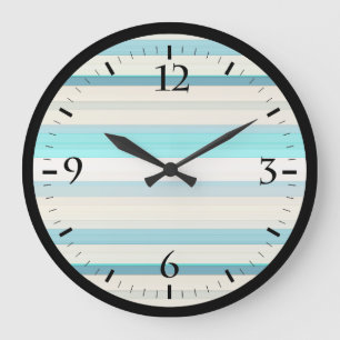Reloj Redondo Grande Rayas blancas de aqua lindas