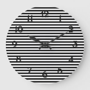 Reloj Redondo Grande Rayas blancas y negras