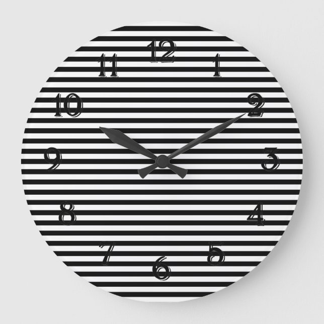 Reloj Redondo Grande Rayas blancas y negras (Anverso)