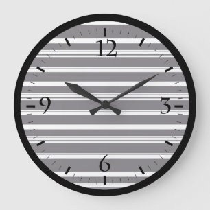 Reloj Redondo Grande Rayas blancas y negras lindas
