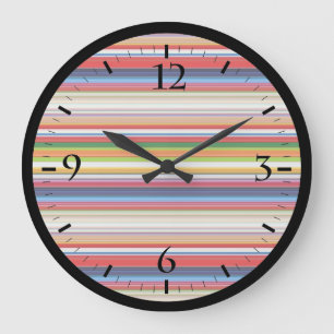 Reloj Redondo Grande Rayas calientes y coloridas