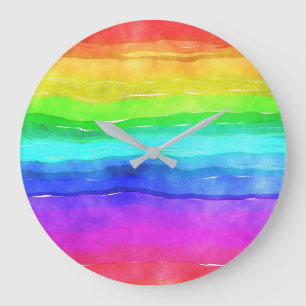 Reloj Redondo Grande Rayas de arcoiris acuáticas