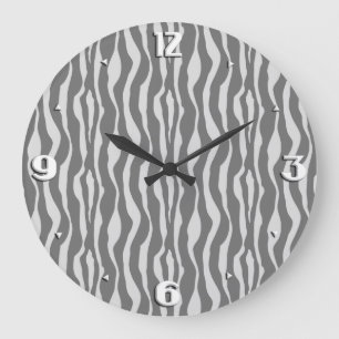 Reloj Redondo Grande Rayas de cebra - Tonos grises