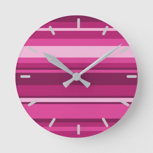 Reloj Redondo Grande Rayas de Fuchsia (Anverso)