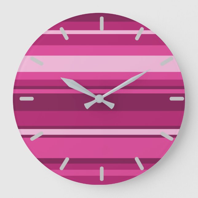 Reloj Redondo Grande Rayas de Fuchsia (Anverso)
