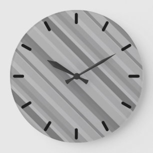 Reloj Redondo Grande Rayas diagonales grises