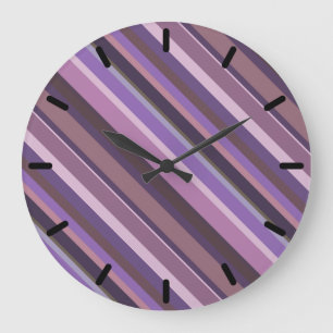 Reloj Redondo Grande Rayas diagonales malvas
