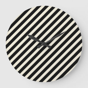 Reloj Redondo Grande Rayas diagonales monocromáticas elegantes en blanc