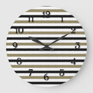 Reloj Redondo Grande Rayas doradas y negras