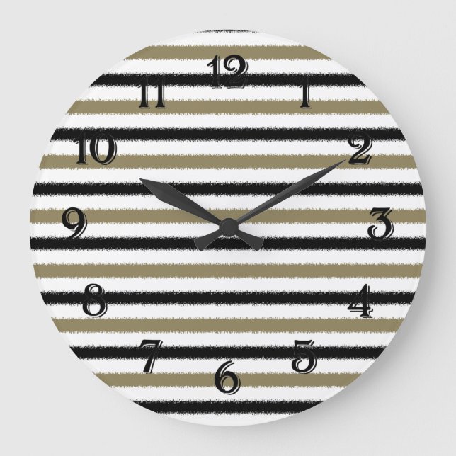 Reloj Redondo Grande Rayas doradas y negras (Anverso)