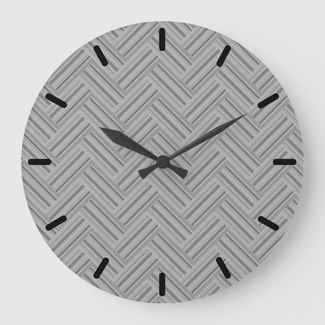Reloj Redondo Grande Rayas grises de doble trama (Anverso)