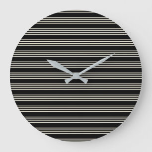 Reloj Redondo Grande Rayas horizontales minimalistas negras y crema ele
