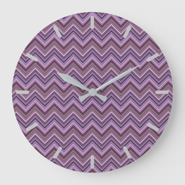 Reloj Redondo Grande Rayas Mauve zigzag (Anverso)