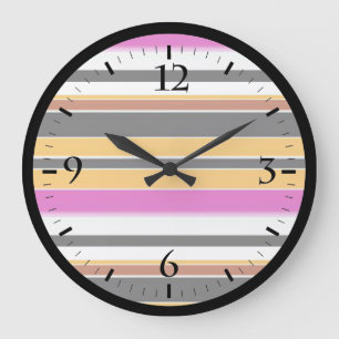 Reloj Redondo Grande Rayas naranjas negras lindas
