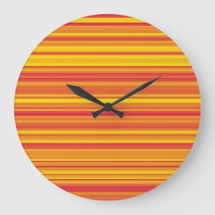 Reloj Redondo Grande Rayas Naranjas Rojas Amarillas