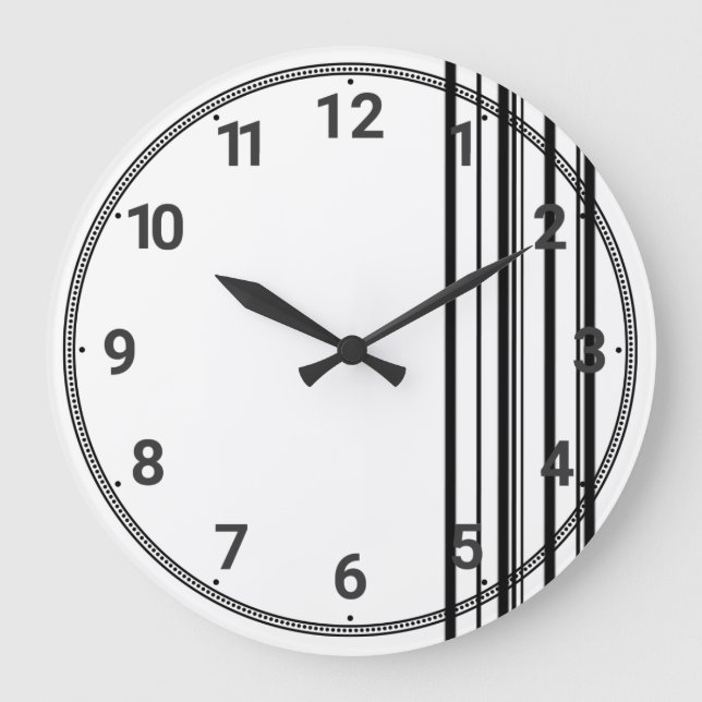 Reloj Redondo Grande Rayas negras (Anverso)