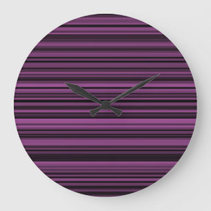 Reloj Redondo Grande Rayas Negras Moradas Abstractas