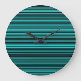 Reloj Redondo Grande Rayas Negras Verde Azul