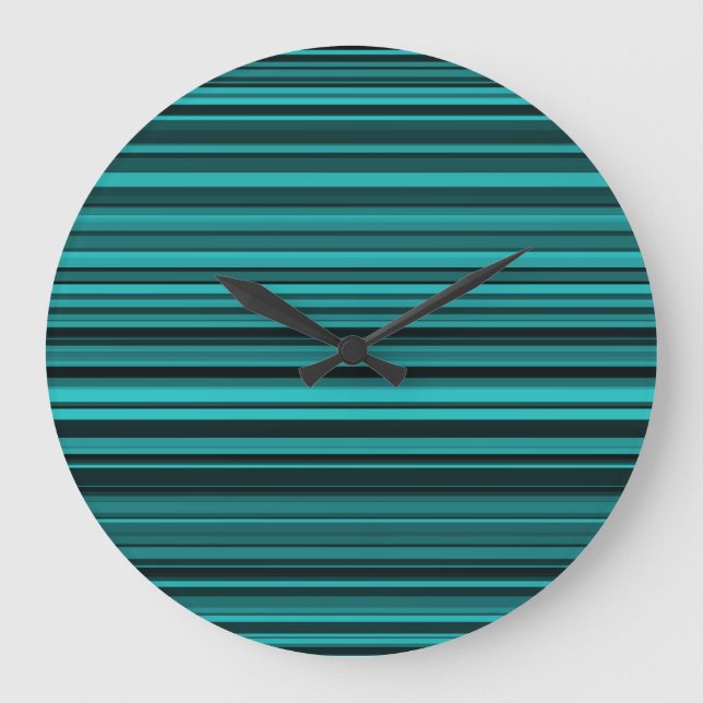 Reloj Redondo Grande Rayas Negras Verde Azul (Anverso)