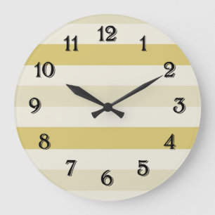 Reloj Redondo Grande Rayas Ombre Amarillas y Blancas