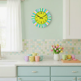 Reloj Redondo Grande Rayas pastel